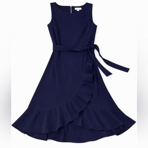 Calvin Klein Faux Wrap Ruffle Midi Dress 4/100